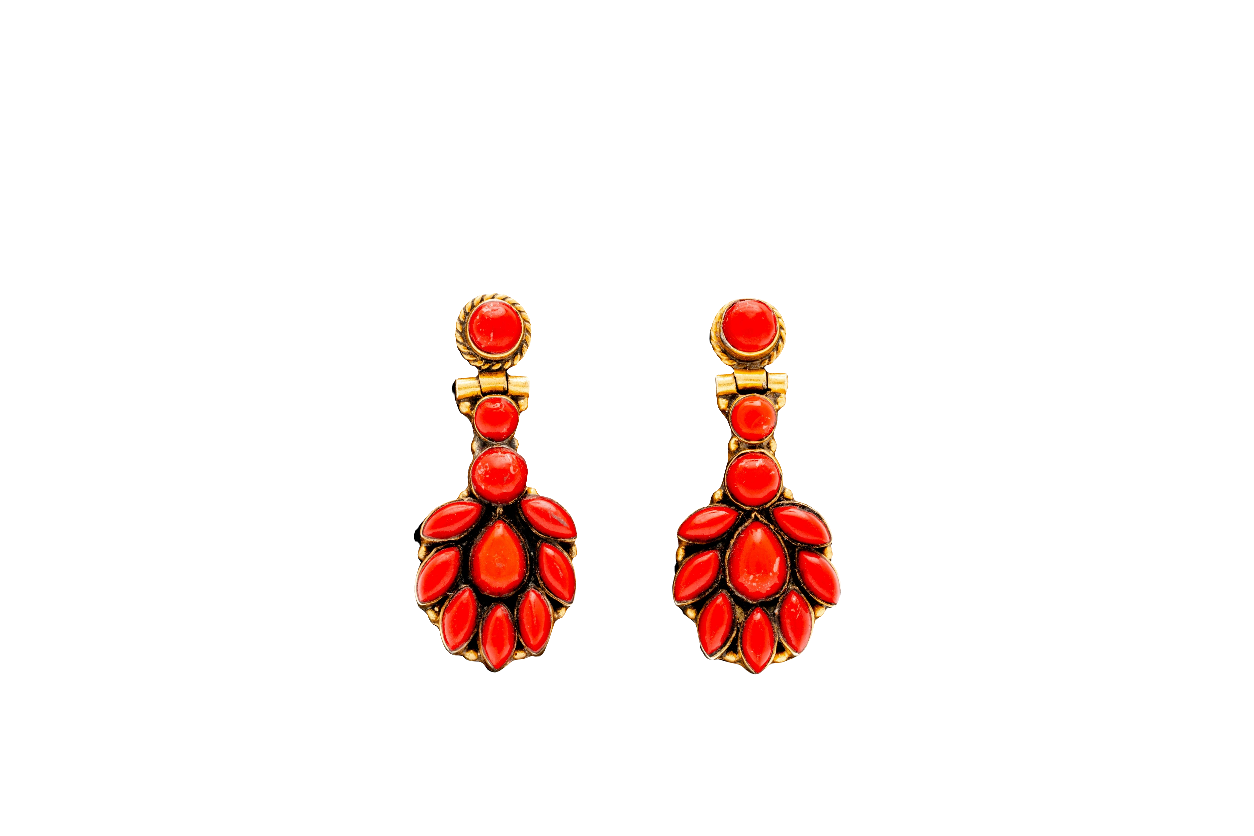 Coral gold plated silver earrings