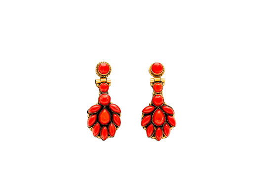 Coral gold plated silver earrings