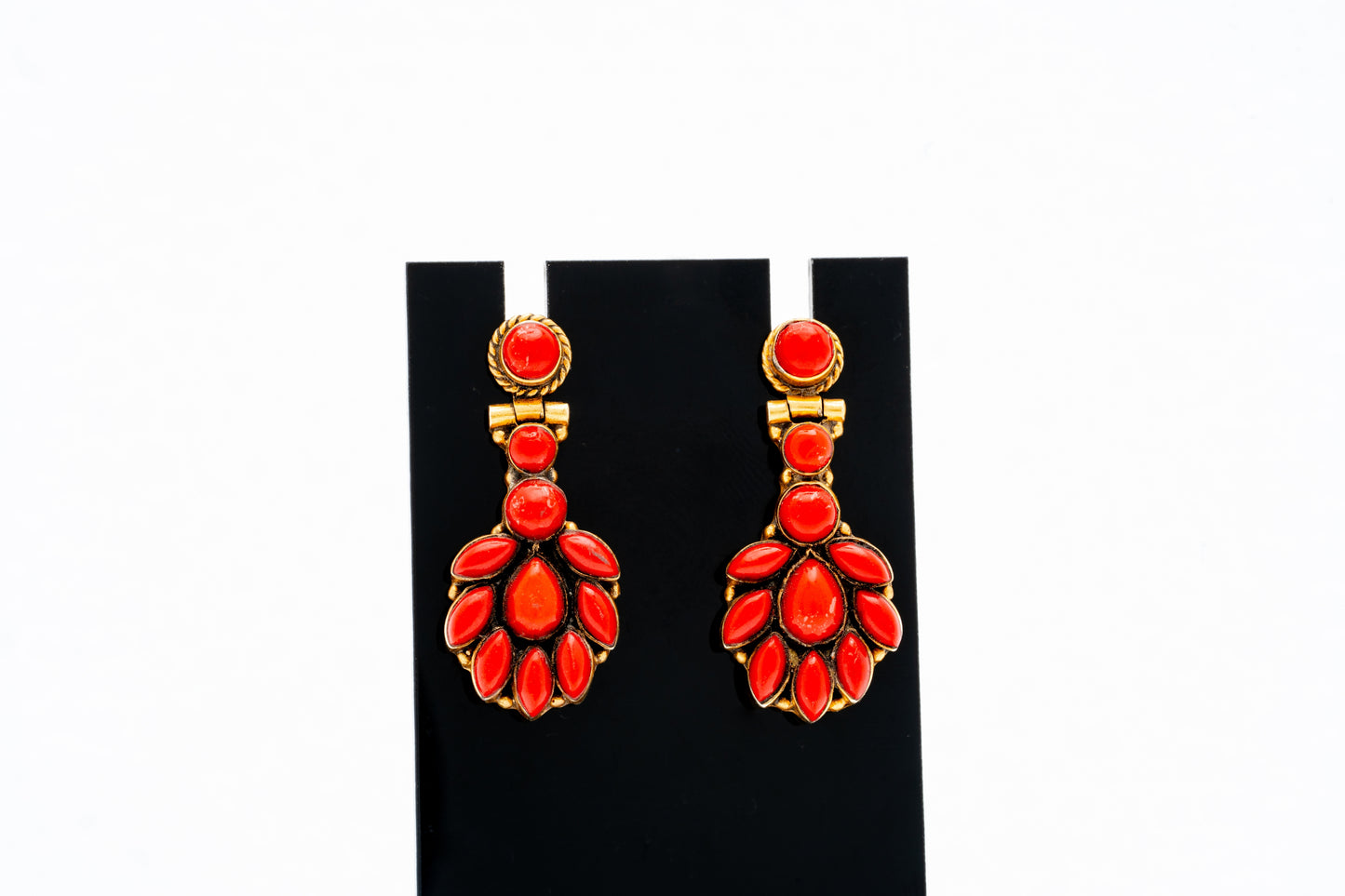 Coral gold plated silver earrings