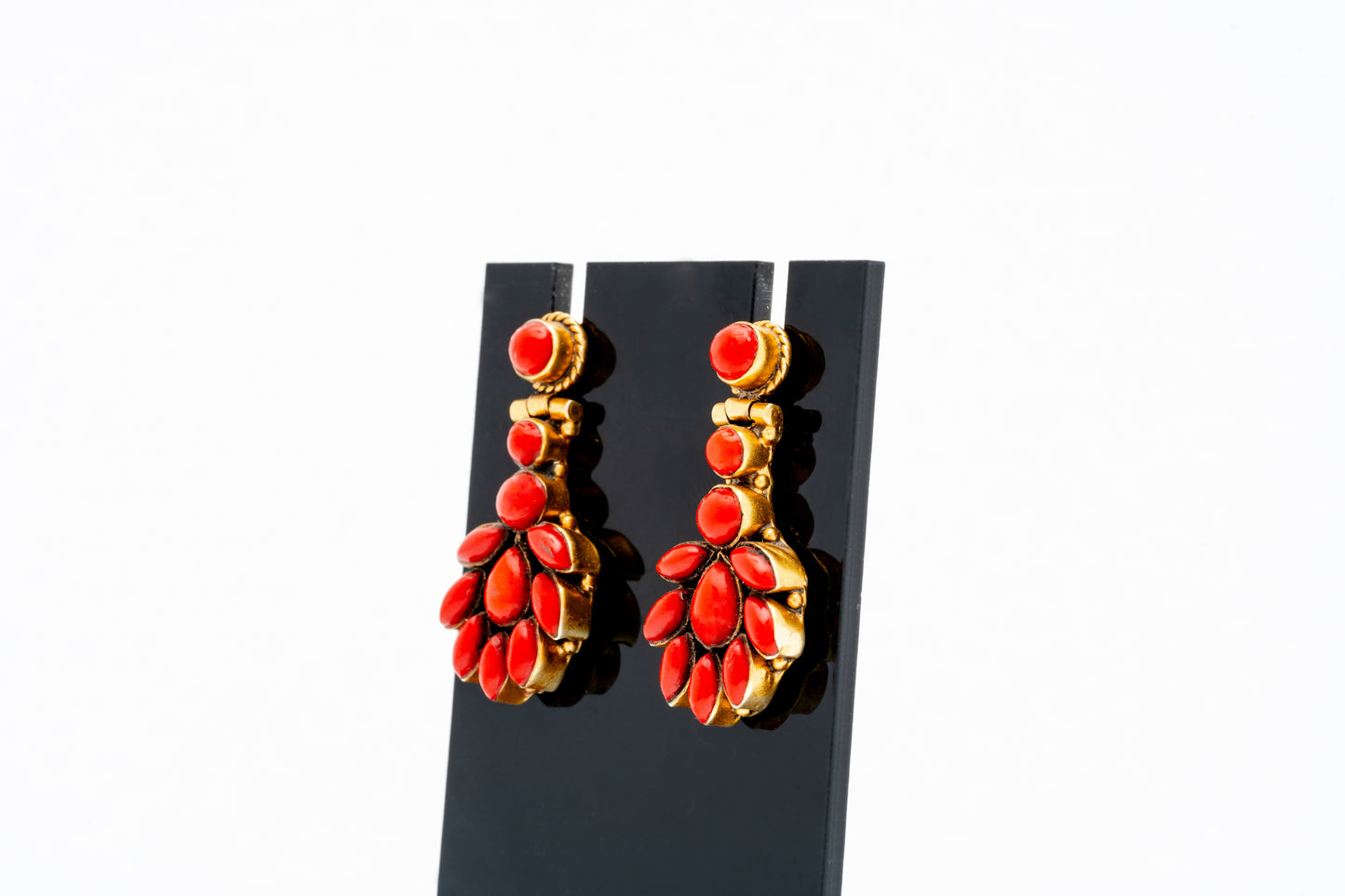 Coral gold plated silver earrings