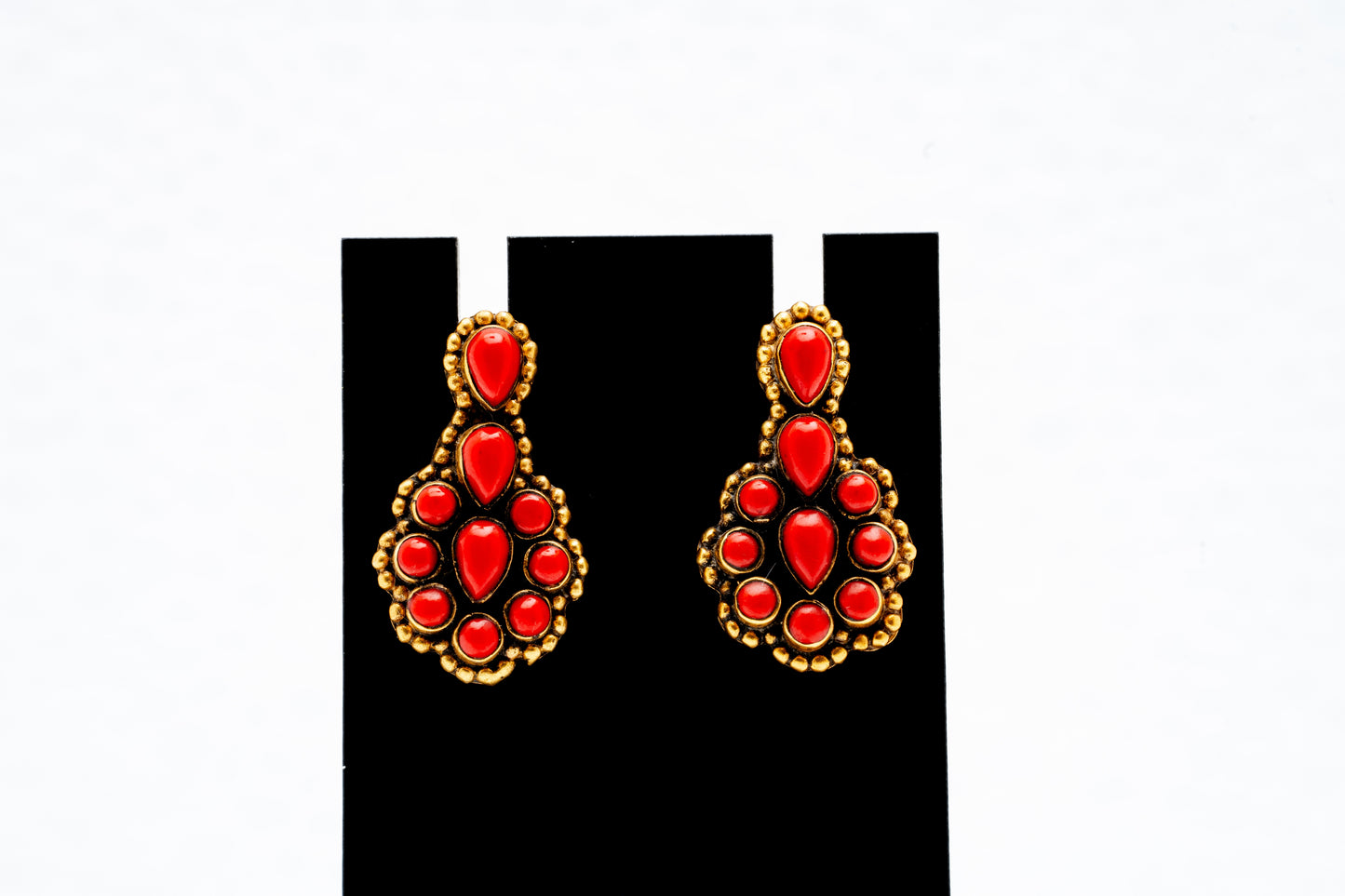 Coral silver earrings with gold plated