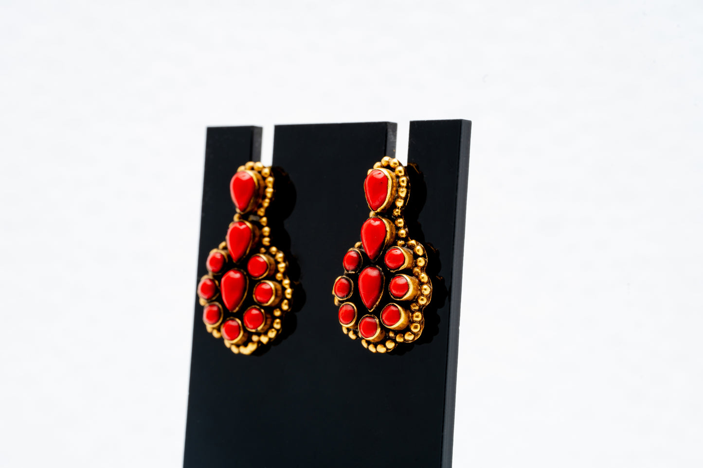 Coral silver earrings with gold plated