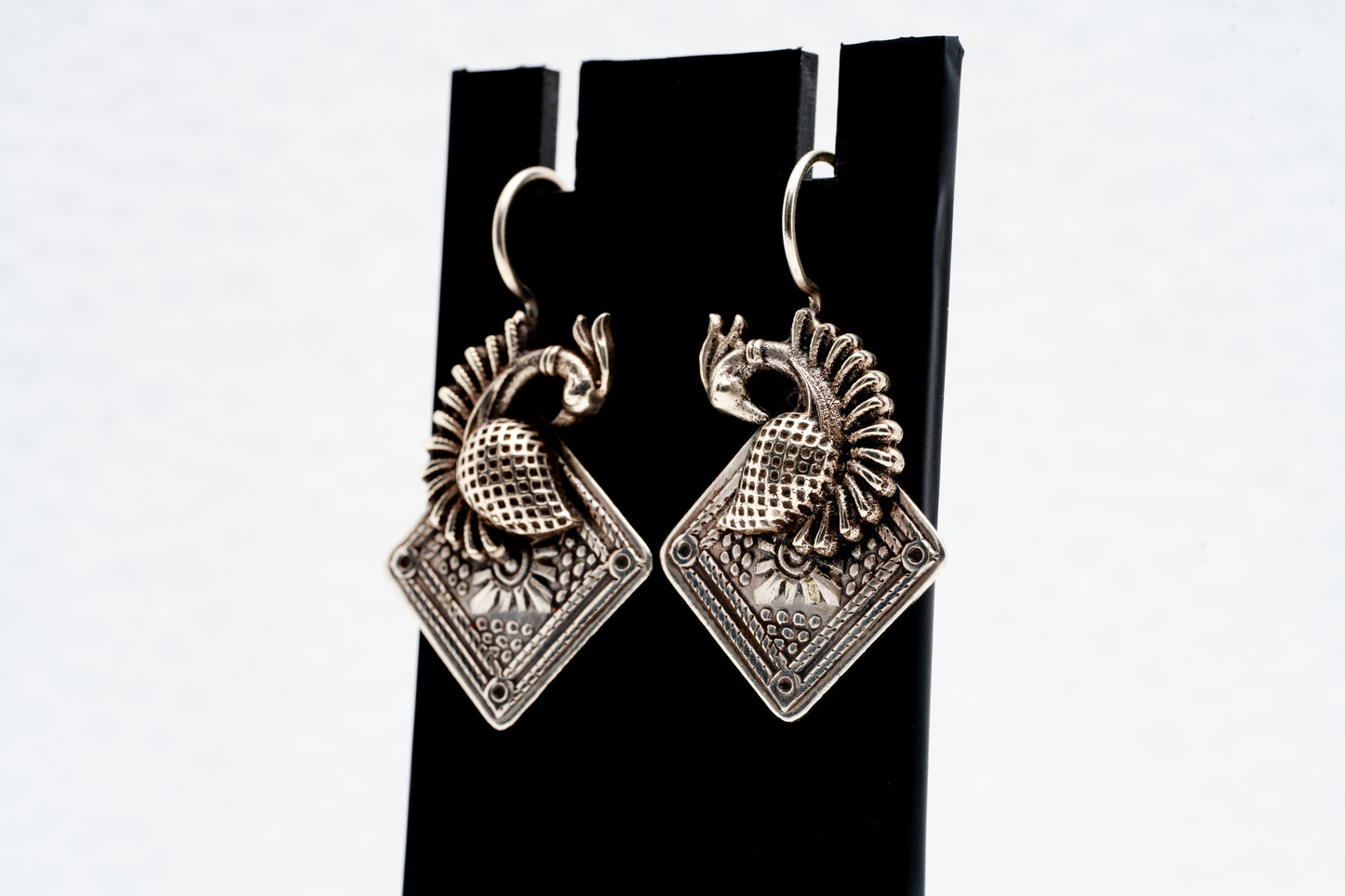 Peacock silver earrings